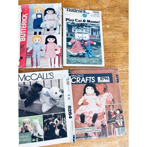 Lot of 11 Vintage Sewing Patterns‎ Most 1960s 1970s 1980s Craft Dolls Decor - Picture 4 of 5